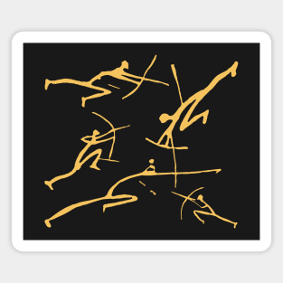 Golden Bowmen Minimalist Paleolithic Cave Art Bow Fight Magnet